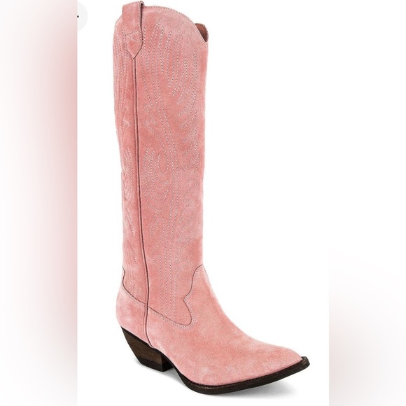 Jeffrey Campbell Calvera Pink Suede Tall Boots Sz7.5 NIB - Picture 5 of 14